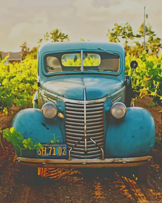 Classic Blue Vehicle In Vineyard Painting By Numberss.png