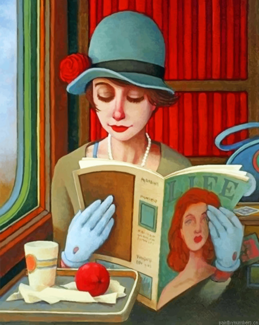 Classy Woman Reading Magazine Painting By Numbers.png
