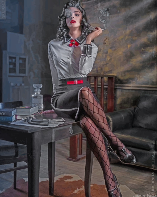 Classy Woman Smoking Painting By Numbers.png
