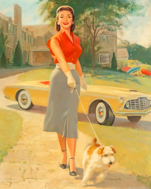 Classy Woman With Her Puppy Painting By Numberss.png