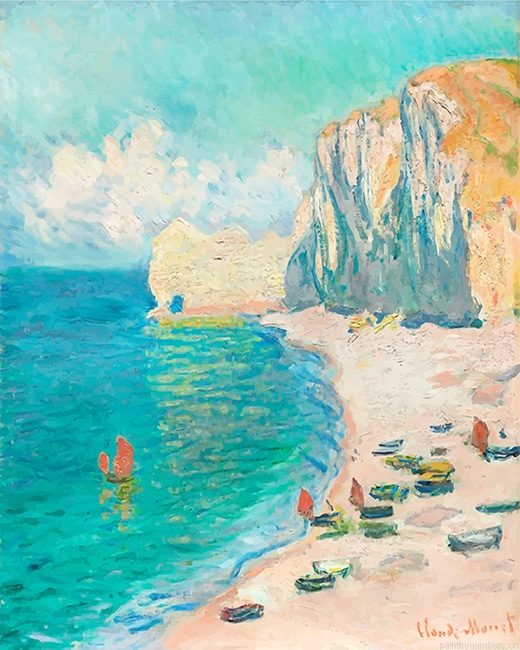 Claude Monet The Beach And The Falaise Painting By Numberss.png