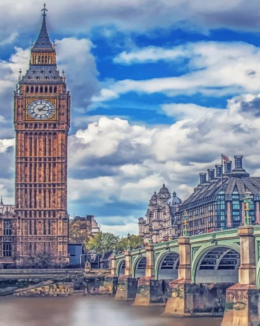 Clock Tower London England Cities Painting By Numberss.png