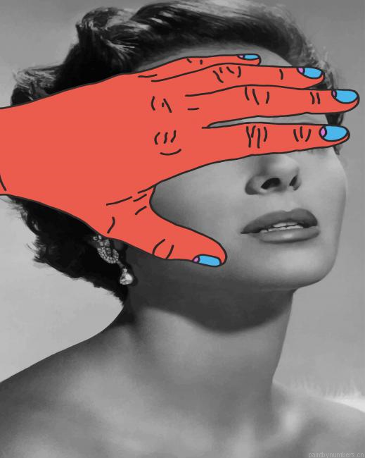 Closed Eyes Black And White Painting By Numberss.png