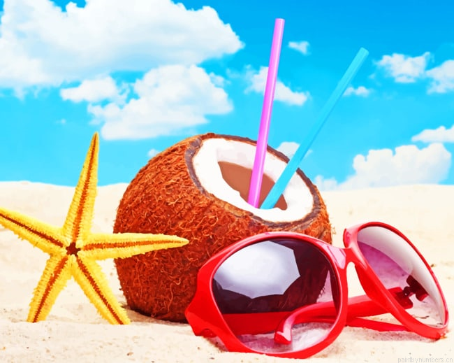 Coconut And Starfish Painting By Numberss.png