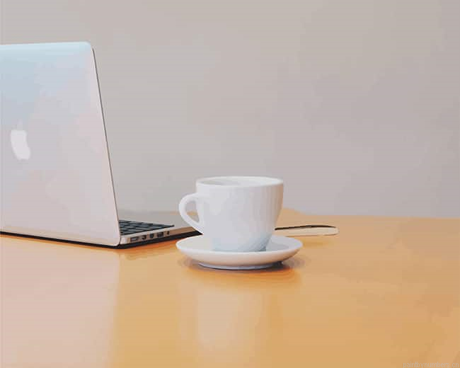 Coffee Cup And Laptop Painting By Numberss.png