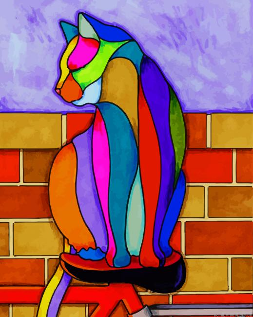 Colored Cat Art Painting By Numberss.png