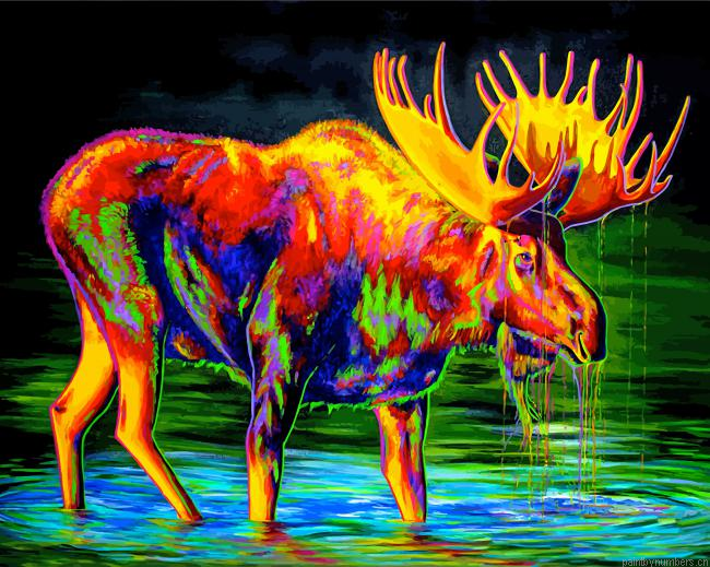 Colored Moose Art Painting By Numberss.png