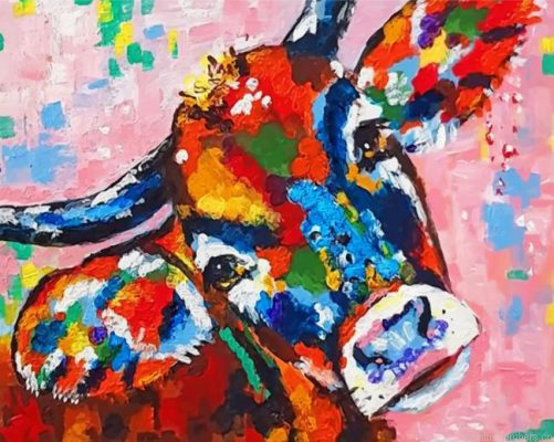 Colorful Abstract Cow Painting By Numbers.png
