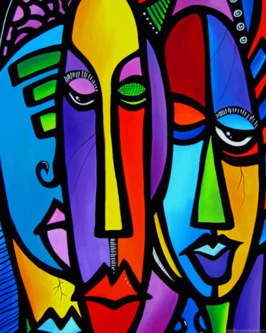 Colorful Abstract Faces Arts Painting By Numbers.png
