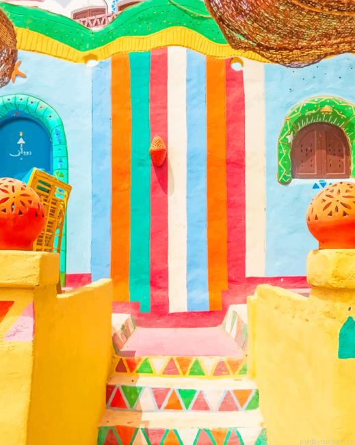 Colorful Aesthetic Door Painting By Numberss.png