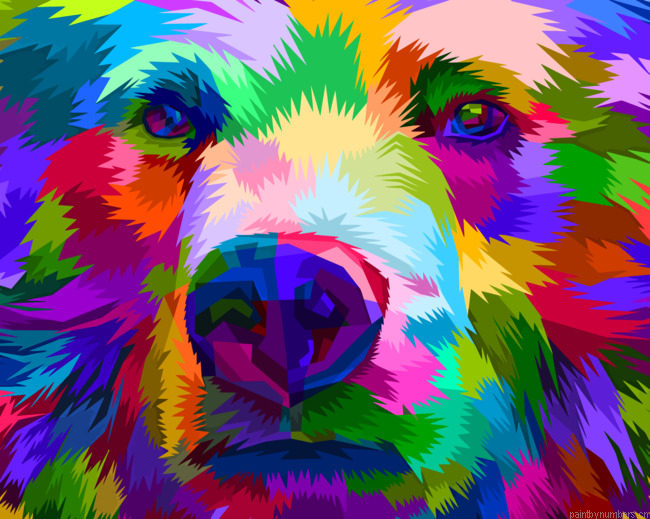 Colorful Bear Face Painting By Numberss.png
