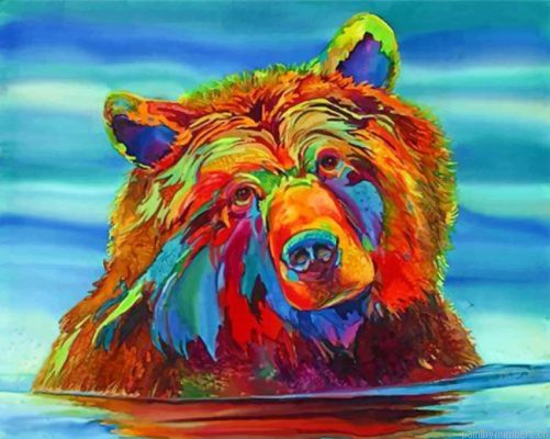 Colorful Bear In The Water Painting By Numbers.png