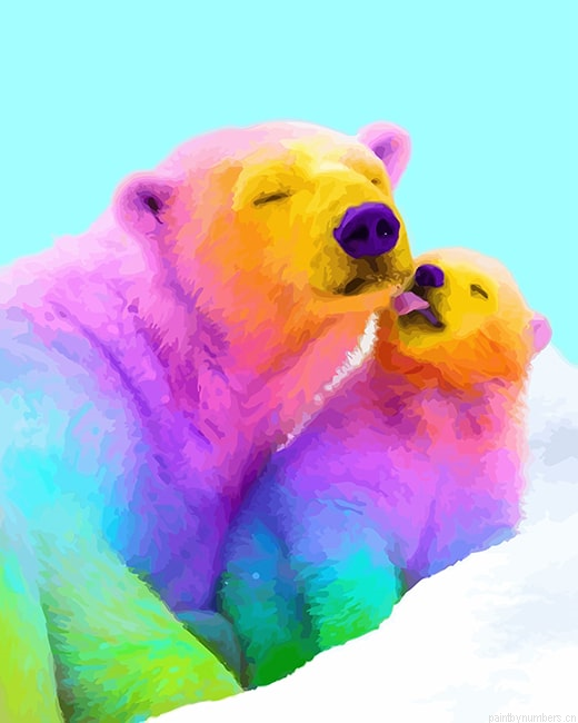 Colorful Bears Animals Painting By Numberss.png