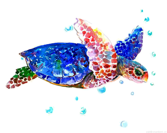 Colorful Blue Sea Turtle Painting By Numberss.png