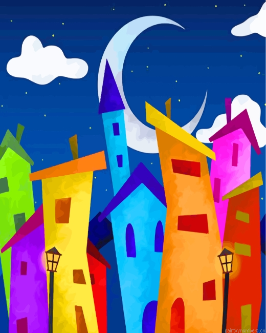 Colorful Buildings Art Painting By Numbers.png