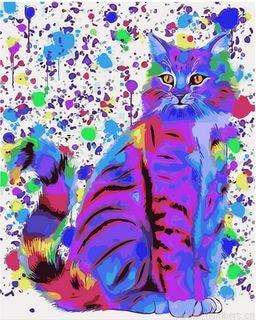 Colorful Cat Art Painting By Numberss.png