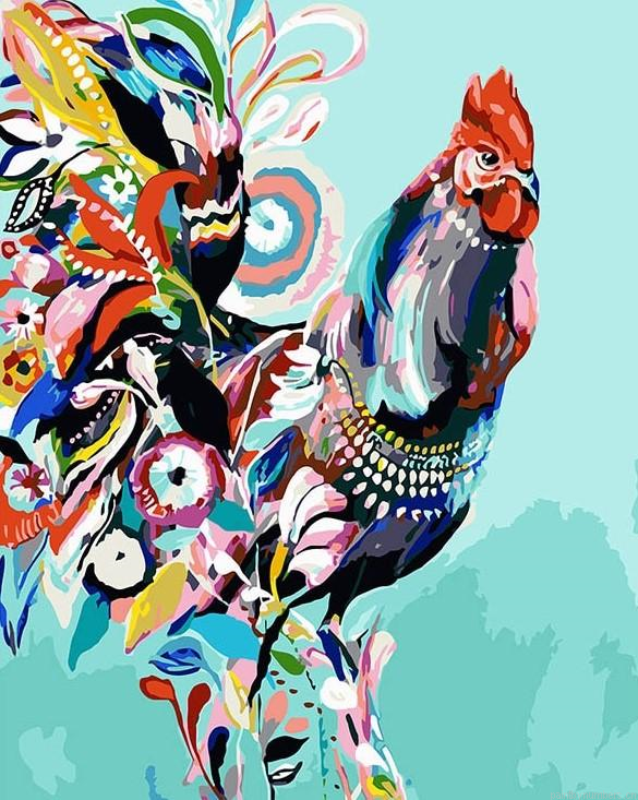 Colorful Chicken Birds Painting By Numbers.png