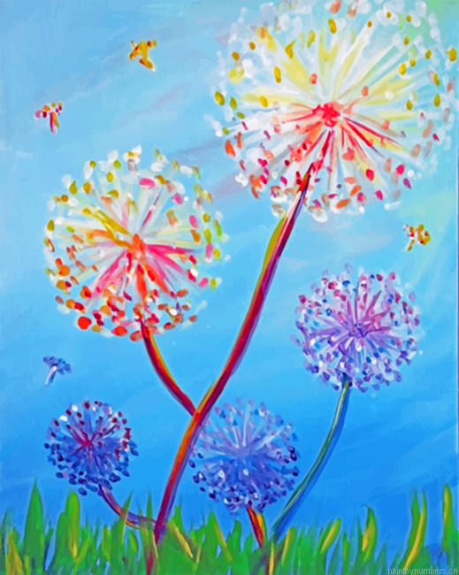 Colorful Dandelions Painting By Numbers.png
