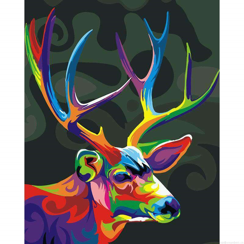 Colorful Deer Animals Painting By Numberss.png