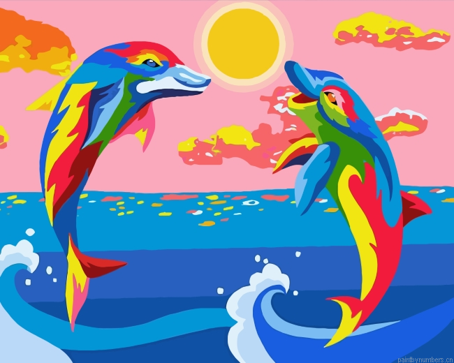 Colorful Dolphins Painting By Numbers.png
