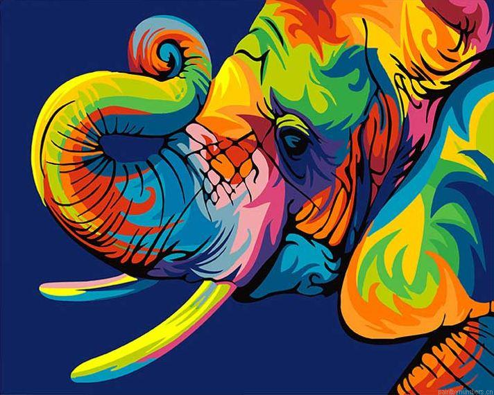 Colorful Elephant Animals Painting By Numbers.png