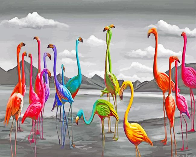 Colorful Flamingos Painting By Numbers.png
