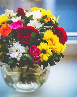 Colorful Flowers Vase Painting By Numbers.png