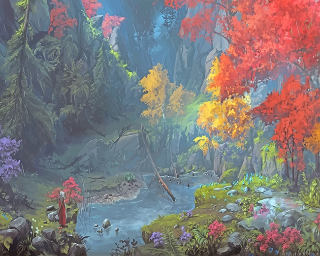 Colorful Forest Nature Painting By Numberss.png