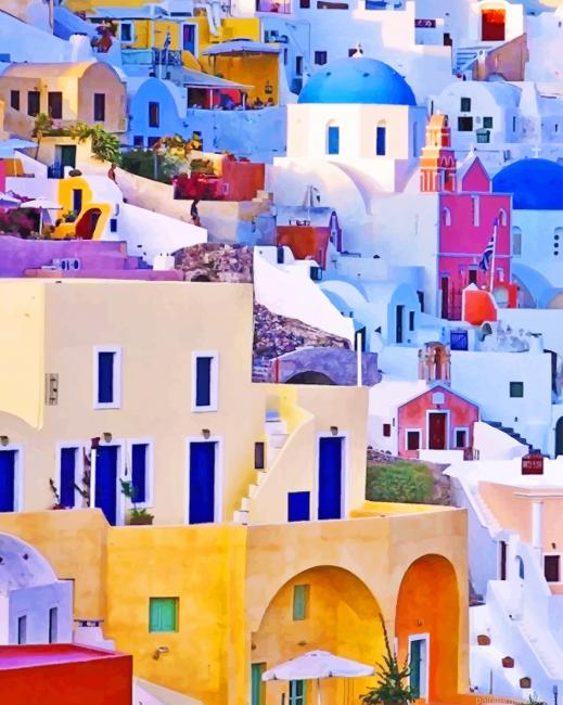 Colorful Greece Houses Cities Painting By Numbers.png