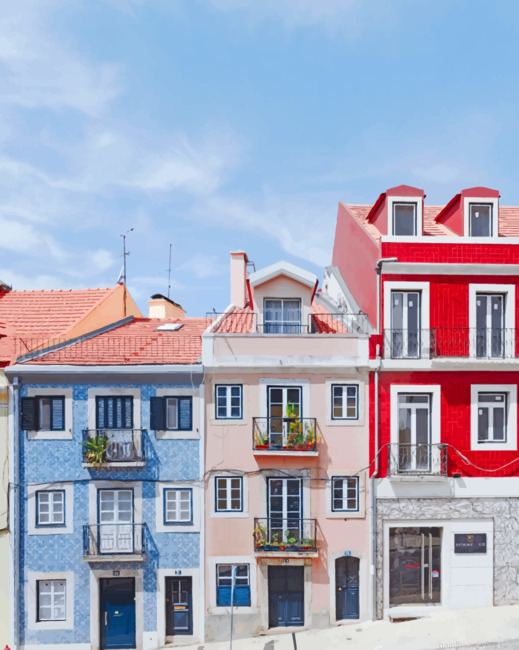 Colorful Houses Portugal Cities Painting By Numberss.png
