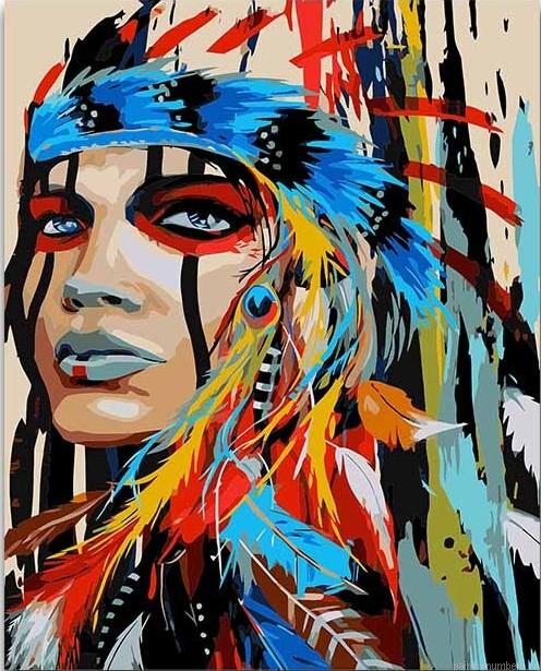 Colorful Indian Woman Painting By Numbers.png