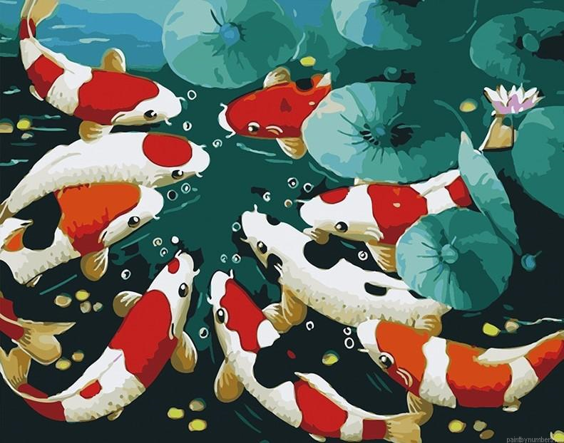 Colorful Koi Fish Animals Painting By Numbers.png