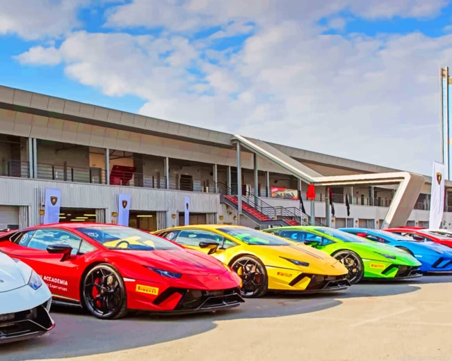 Colorful Lamborghinis Cars Painting By Numbers.png