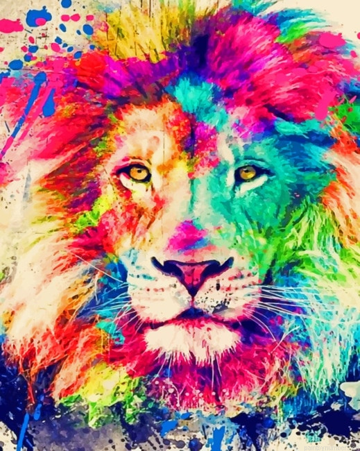 Colorful Lion Painting By Numberss.png