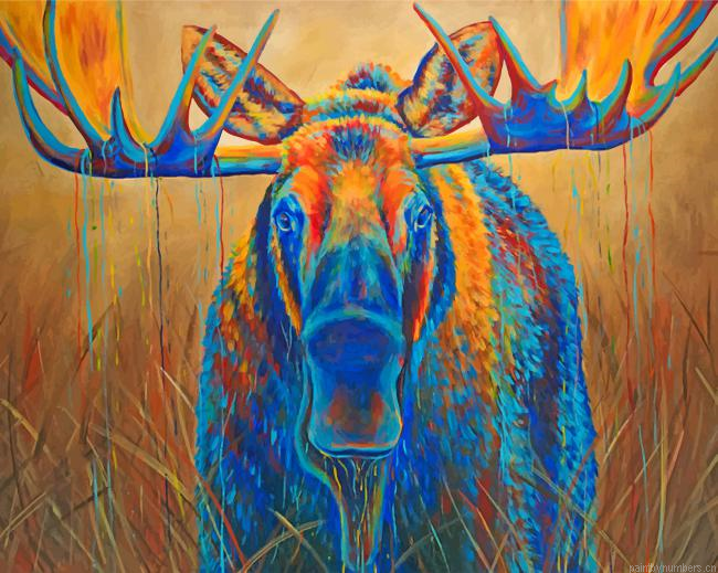 Colorful Moose Animal Painting By Numberss.png