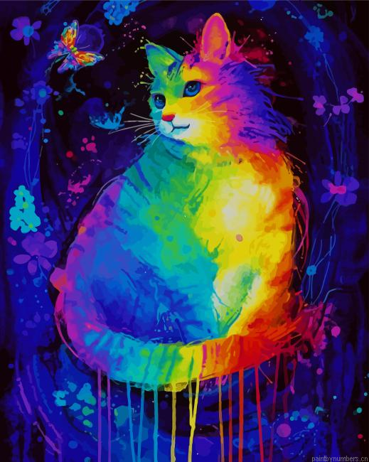 Colorful Mystical Cat Painting By Numberss.png