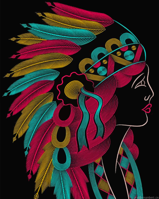 Colorful Native Woman Painting By Numbers.png