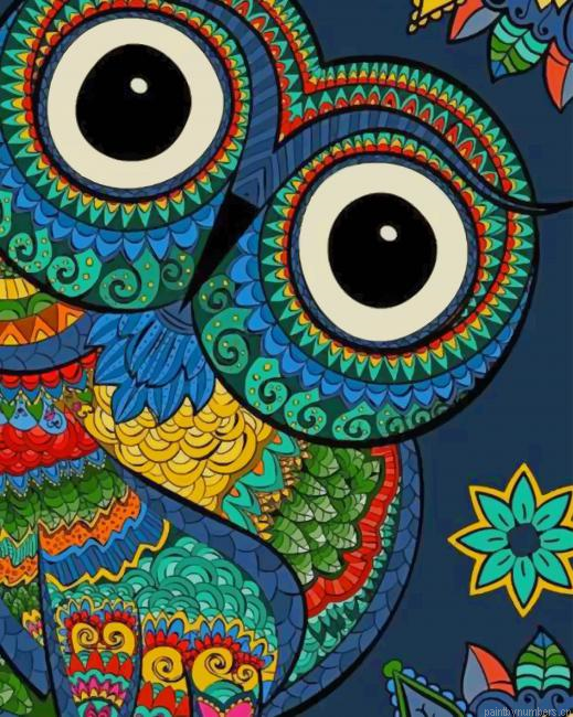Colorful Owl Mandala Painting By Numberss.png