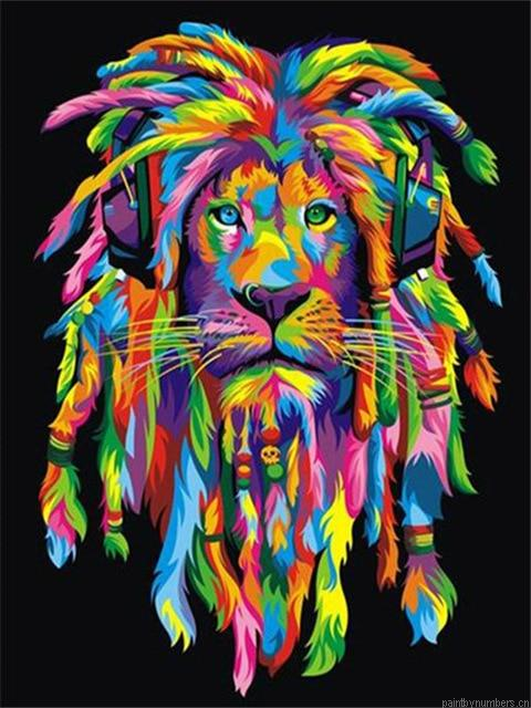 Colorful Rasta Lion Animals Painting By Numbers.png