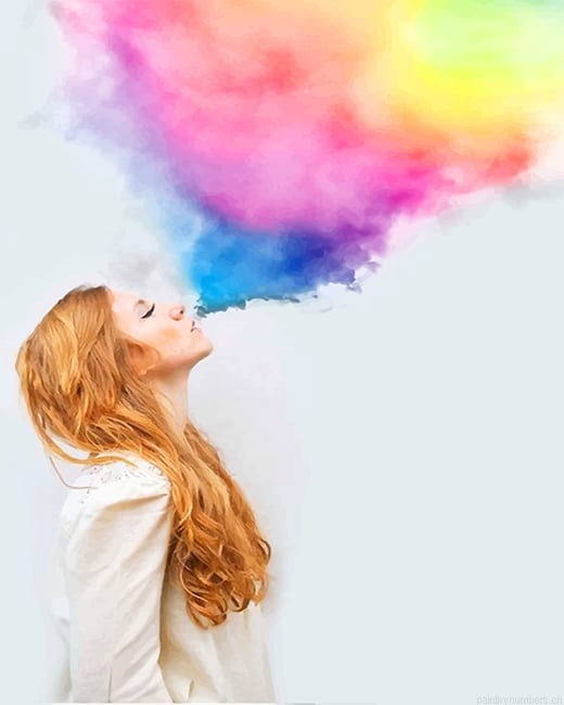 Colorful Smoke Girl Painting By Numbers.png