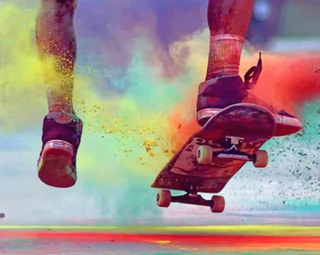 Colorful Smoke Skateboard Painting By Numberss.png