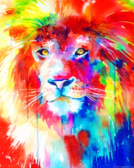 Colorful Splash Lion Painting By Numberss.png