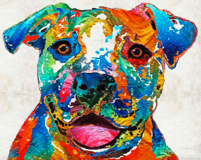 Colorful Staffy Dog Painting By Numberss.png