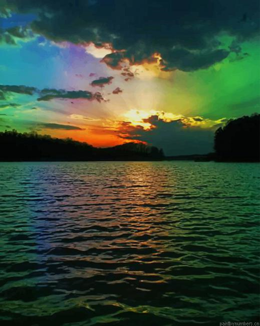 Colorful Sunset Seascape Painting By Numberss.png