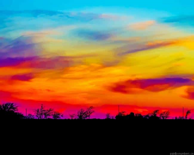 Colorful Sunset Sky Landscapes Painting By Numberss.png