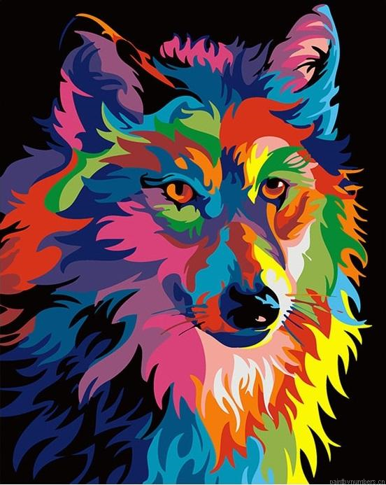 Colorful Wolf Animals Painting By Numbers.png