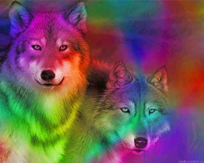 Colorful Wolves Painting By Numberss.png