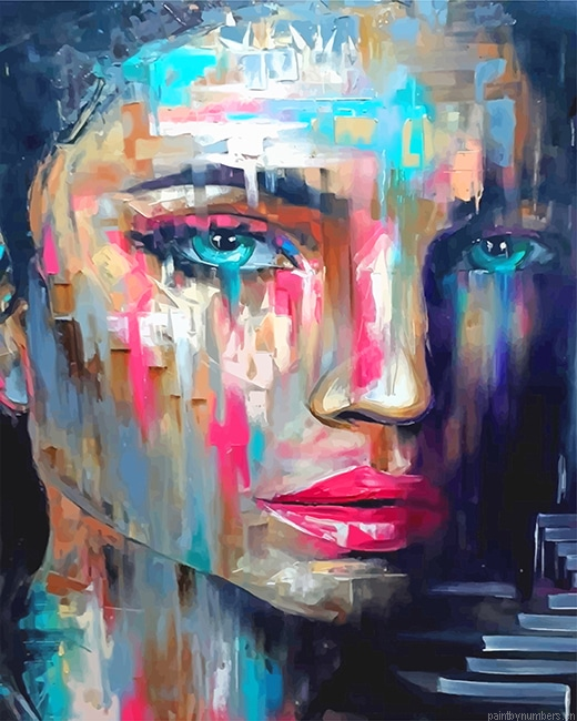 Colorful Woman Blue Eyes Painting By Numbers.png