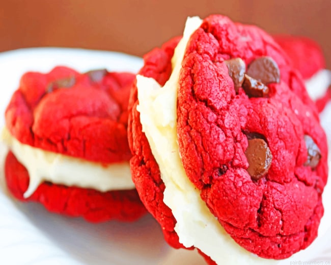 Cookies Sandwich With Chocolate Cream Food Painting By Numberss.png