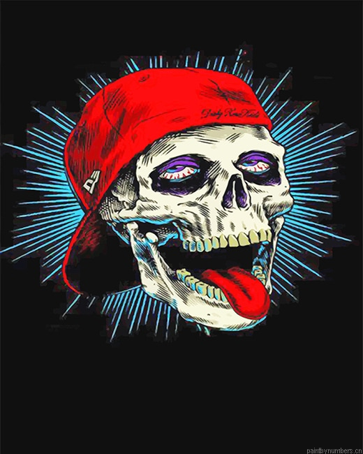 Cool Skull With Tongue Out Painting By Numberss.png